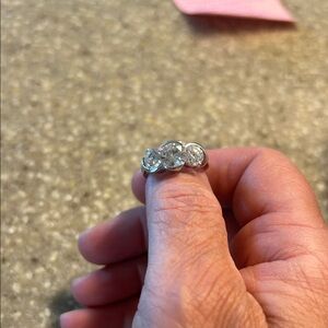 Elegant Silver Triple Stone Ring